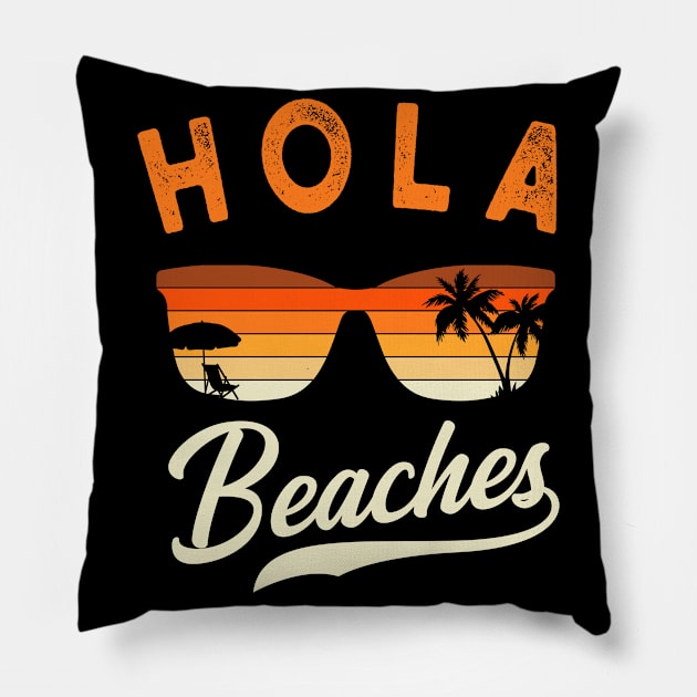 Hola Beaches Palm Sea Vacation Gift Pillow by Delightful Designs