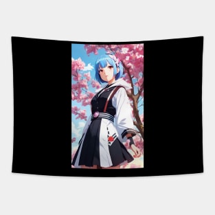 Anime Girl With Blue Hair 02 Tapestry