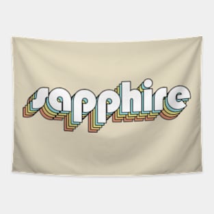 Sapphire - Retro Rainbow Typography Faded Style Tapestry