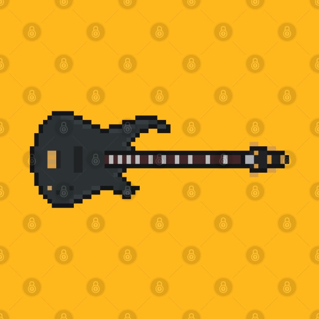 Pixel Heavy Metal Black Bass Guitar by gkillerb