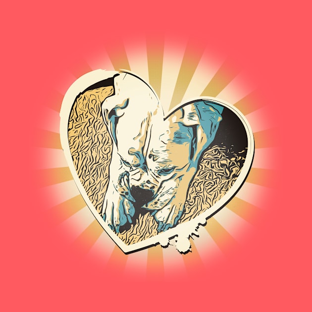 Vintage Sad White Boxer Heart by TAS Illustrations and More