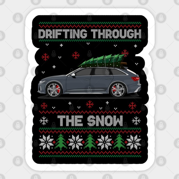 Funny Xmas Ugly Sweater - Drifting through the Snow - RS6 Car - Audi -  Sticker