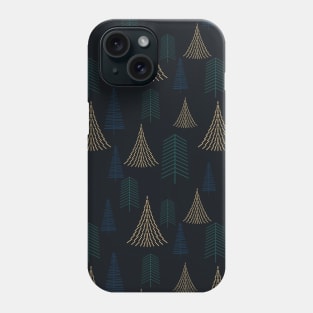 Line Art Evergreens - Art Deco - Minimalist Colorful Holidays Phone Case