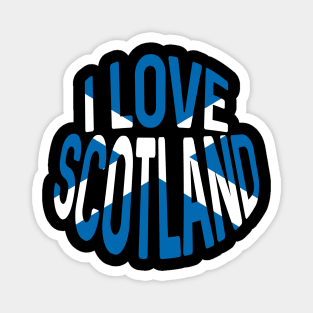I LOVE SCOTLAND Saltire Typography Design Magnet