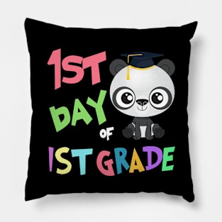 Back To School Panda Kids Gift - 1st Day Of 1st Grade Pillow