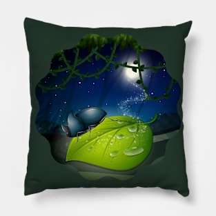 Beetle Under The Moon Pillow