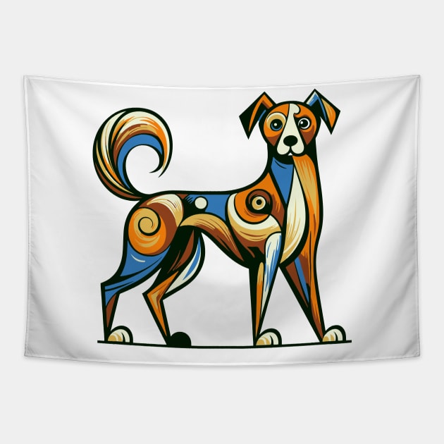 Pop art dog illustration. cubism illustration of a dog Tapestry by gblackid