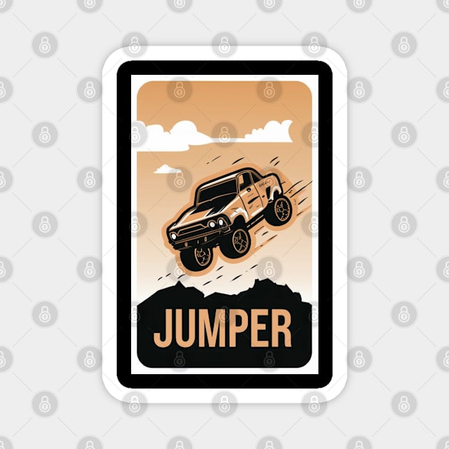 Jumper Racing Car Digital Art Magnet by Abeer Ahmad