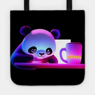 Panda drinking coffee Tote