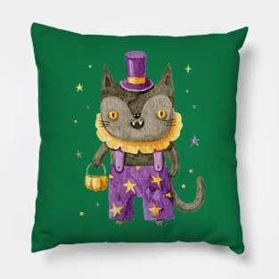 Watercolor Halloween Cat Pillow