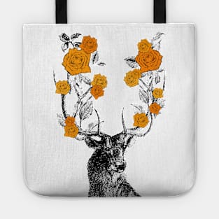 Stag and Roses | Stag and Flowers | Orange Roses | Tote