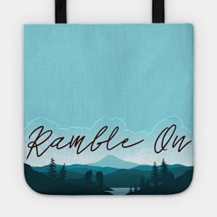 Ramble On Classic Rock Lyrics Mountain Landscape Tote