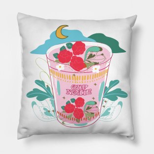 Nissin Ramen Cup Noodle Peony Flowers Pop Art Pillow