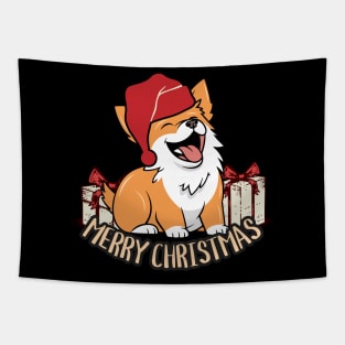 Corgi Merry Christmas Tapestry