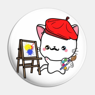 Funny angora cat is a painter Pin