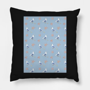 Nautical pattern with Seagull and Sea stars Pillow