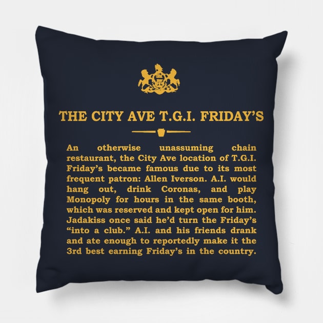 Real Historical Philadelphia - The City Ave TGI Friday's Pillow by OptionaliTEES