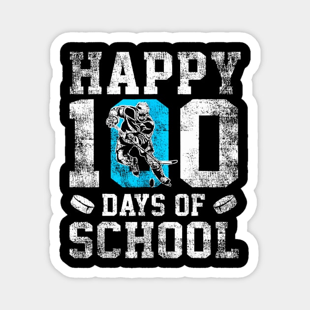Happy 100 Days Of School Hockey Lovers Boys Girls Magnet by Aleem James