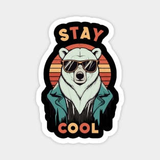 Stay Cool Funny Hip Polar Bear With Sunglasses Retro Design Magnet