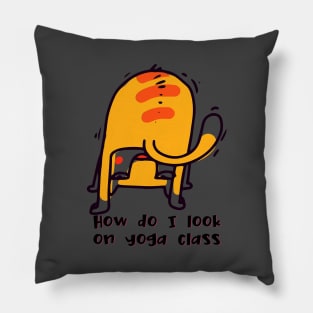 How do I look on yoga class funny yoga and cat drawing Pillow