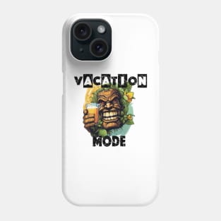 Tiki Statue Holding A Beer - Vacation Mode (Black Lettering) Phone Case