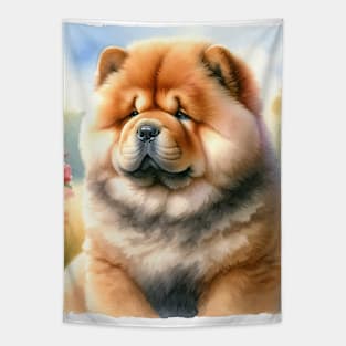 Watercolor Chow Chow Puppies - Cute Puppy Tapestry