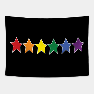 Star Rainbow Pride Graphic White Line Row Tapestry