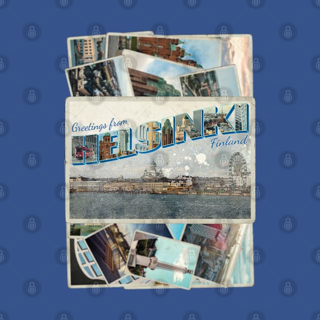 Greetings from Helsinki in Finland Vintage style retro souvenir by DesignerPropo