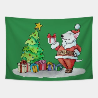 Christmas Bull Terrier Tapestry