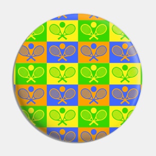 Colorful Checkered Tennis Seamless Pattern - Racket & Ball Pin
