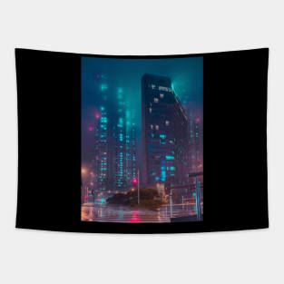 Neon Downpour Tapestry