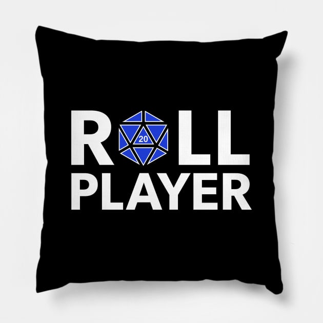Roll Player (Blue d20) Pillow by NashSketches
