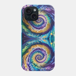 Tie Dye Geometric Pattern in Purples, Blues, Greens and Gold Phone Case