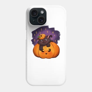 cute little pumpkin with a kitten Phone Case