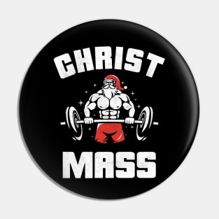 Bodybuilding Christmas Christ Mass Gym Addict Pin