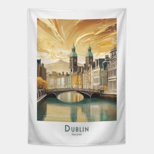 Vintage Retro Golden Hour in Dublin Ireland Tapestry