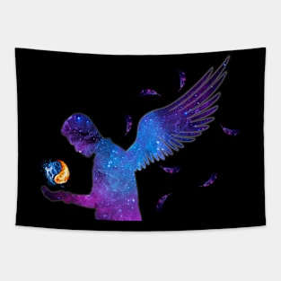 Angel Demon with Ice and Fire Magic Tapestry