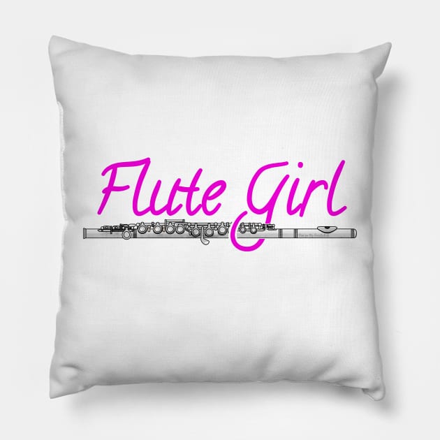 Flute Girl Flutist Female Musician Pillow by doodlerob