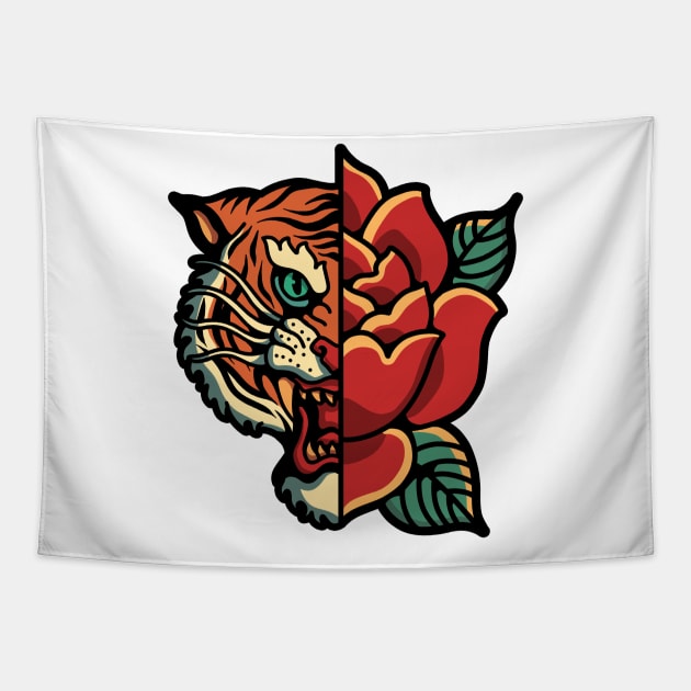 tiger rose tattoo Tapestry by donipacoceng