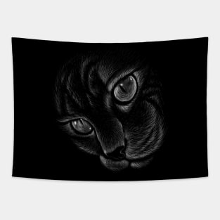 cat face hand drawn chalk Tapestry