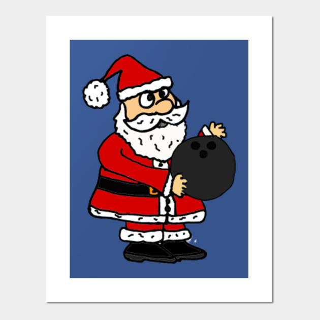 Funny Santa Claus Bowling Christmas Cartoon