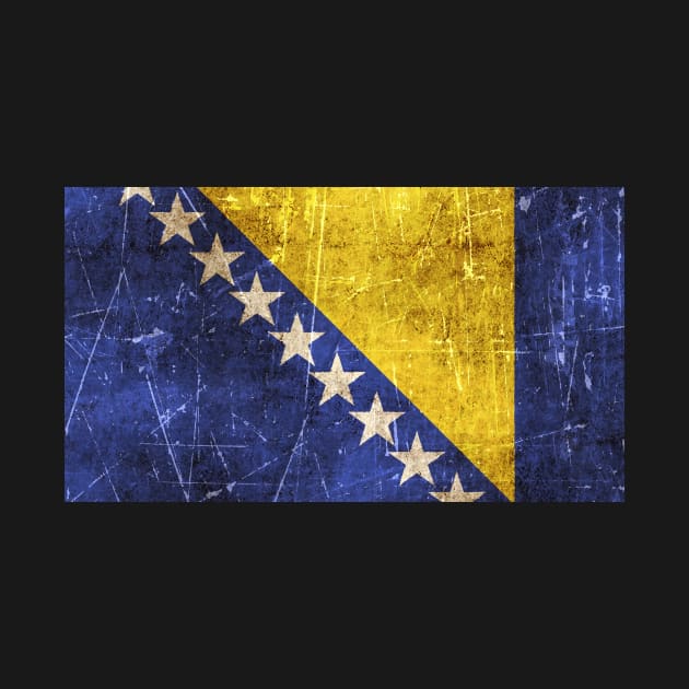 Vintage Aged and Scratched Bosnian Flag by jeffbartels