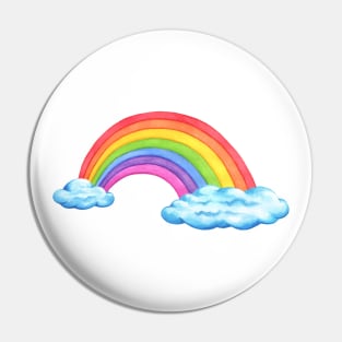 Rainbow and fluffy blue clouds Pin