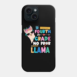 Fourth Grade Teacher 100th day of school No Prob Llama Phone Case