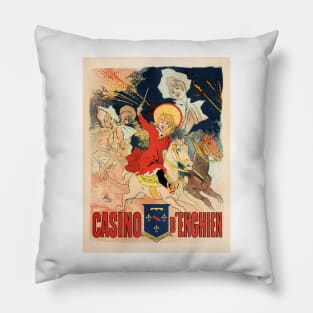 CASINO D' ENGHIEN Jules Cheret Art Nouveau Vintage Pillow