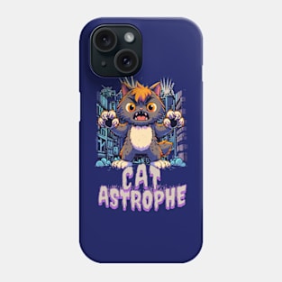 Cat astrophe in the city Phone Case