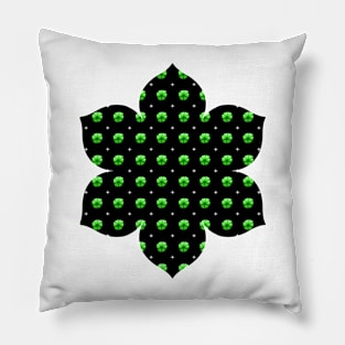 Rows of Stars and Flowers, Green Pillow