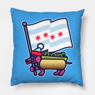 Chicago Stocking Cap Dog with Flag Pillow