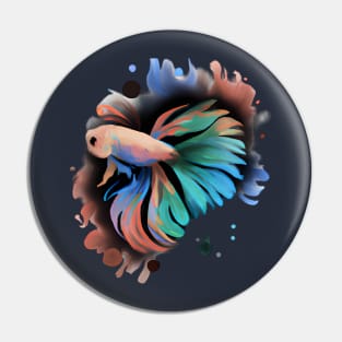 Betta Fish Watercolor Painting Pin