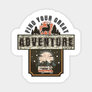 Find your great adventure, Camping RV vintage, Camping partners for life,  Retro RV camping Magnet